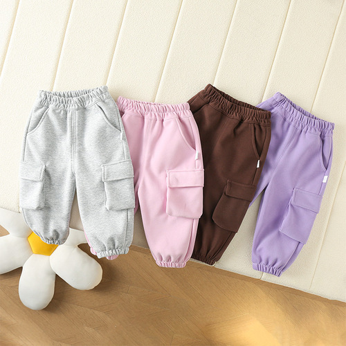 New children's casual fashionable loose girls' sportswear Korean version simple spring outerwear work pants