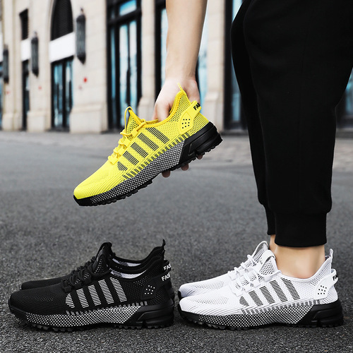 Men's Running Shoes for Cross-border Dropshipping, Wide Size, Featherweight Knit Single Shoes, Soft Sole, Comfortable, Breathable Mesh Shoes, Non-smelly Running Shoes