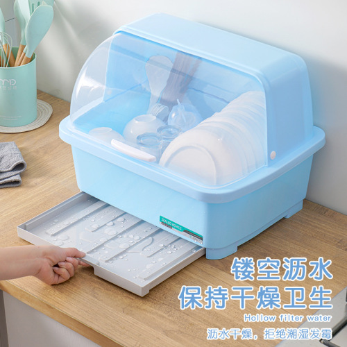 Home Kitchen Bowl Rack with Cover, Dish Drainer Bowl Stand, Bowl and Utensil Dishware Plate Rack with Cover, Bowl Storage Box, Tableware Organizer