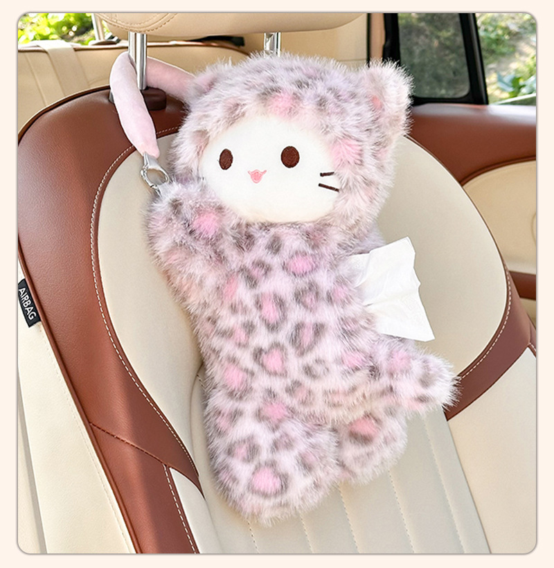 Car Tissue Box Hanging Type Cute Car Seat Back Tissue Bag Plush Toy Car Tissue Hanging Bag