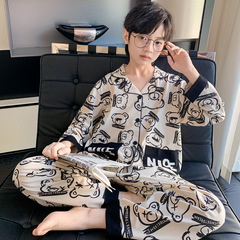 男の子パジャマ春と秋の漫画長袖大きな子供韓国スタイルラペルカーディガンカジュアルコットン子供ホーム服セット