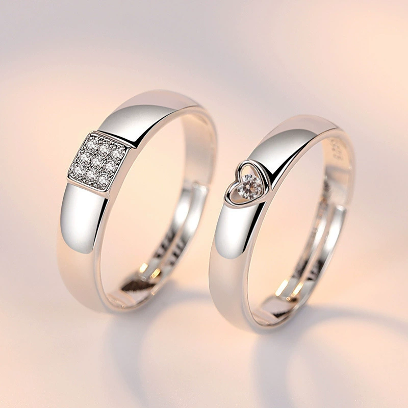 Creative square ring heart shaped, Korean style, for beloved