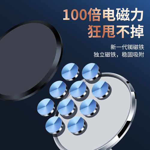 New Magnetic Metal Car Phone Mount, 360-Degree Rotating Dual-Folding Car Navigation Mount