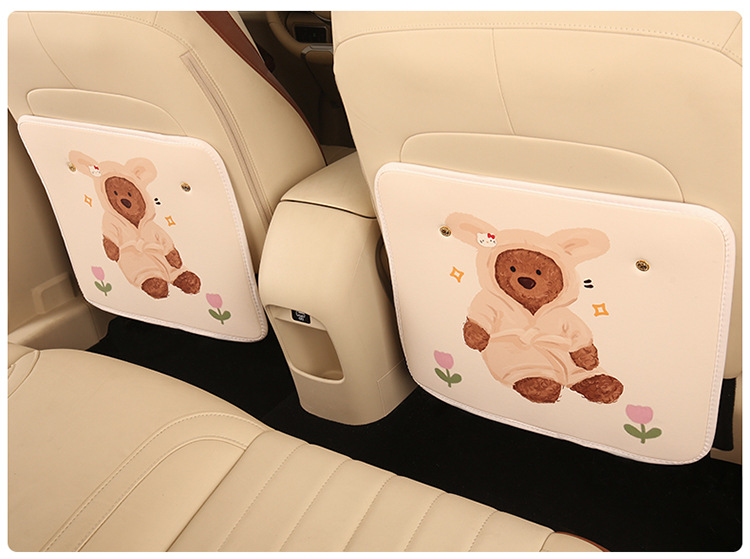 Cartoon Anti-Kick Pad, Leather Printed Seat Back Protection Pad, Car Rear Seat Anti-Kick Pad, Universal for Rear Seats