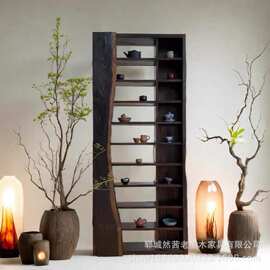 复古老榆木博古架客厅装饰多宝阁收纳架古董瓷器置物架茶具架书架