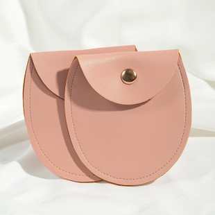 Factory Direct Supply Round Bottom Pu Snap Bag Flip Bag Jewelry Packaging Bag Jewelry Earrings Storage Leather Bag