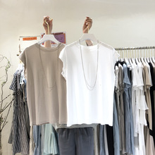 纯色百搭无袖t恤女夏装时尚宽松显瘦休闲圆领背心上衣服韩国女装