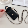 Apple, bag strap, card holder, phone case, iphone13, suspenders, Chanel style, 15promax, light luxury style, 14