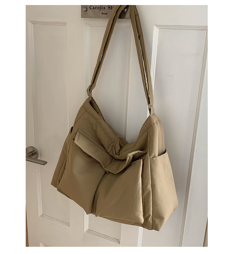 Japanese-style workwear style large-capacity single-shoulder bag, large pocket simple tote bag, ins canvas school crossbody messenger bag undefined
