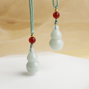 Myanmar Natural A Goods Jade Gourd Necklace High Waxy Fine Bottom Fruit Green Jade Gold Line Gift Jade Bead Chain
