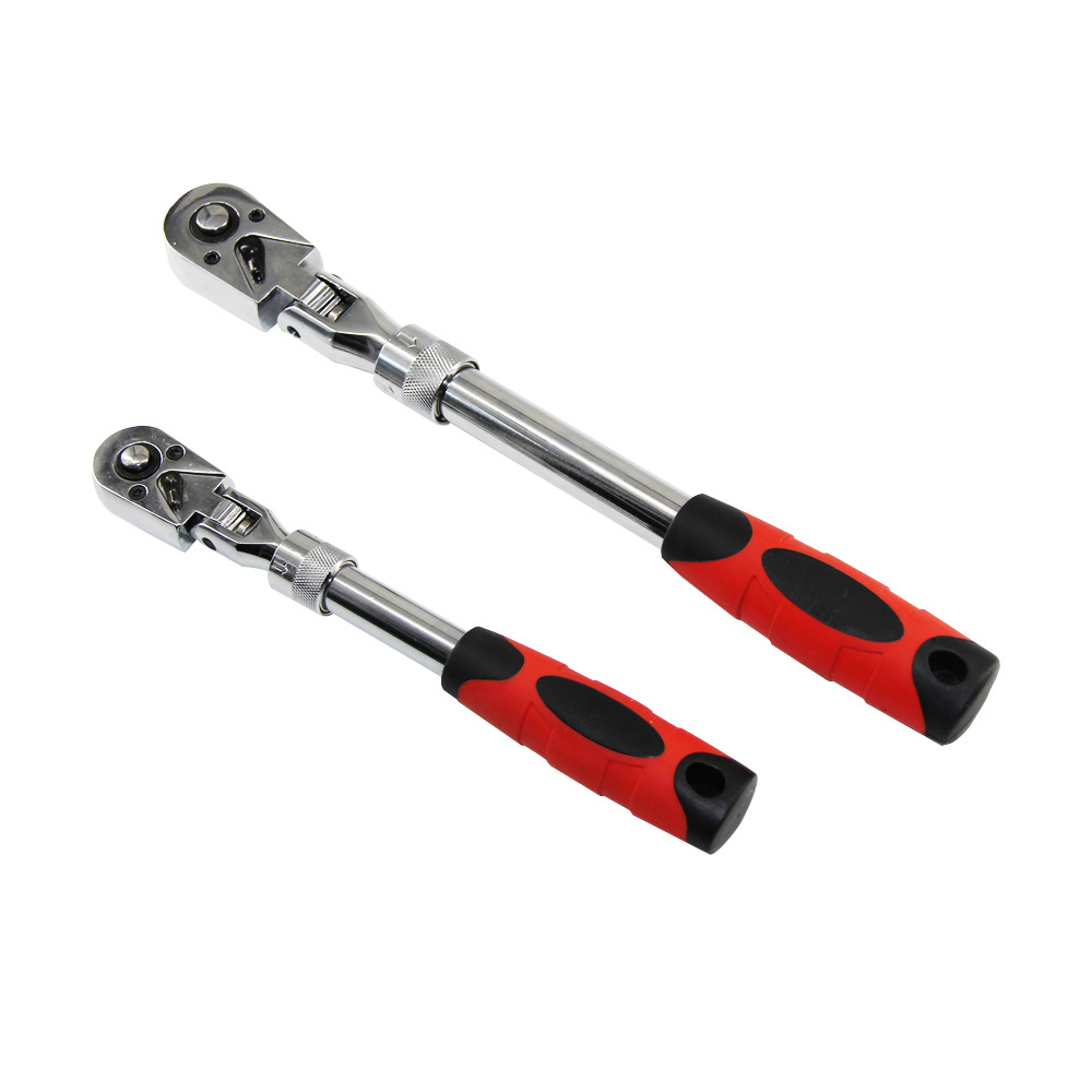 厂家3/8双向伸缩快速棘轮摇头套筒中飞扳手72齿省力扳手 五金工具