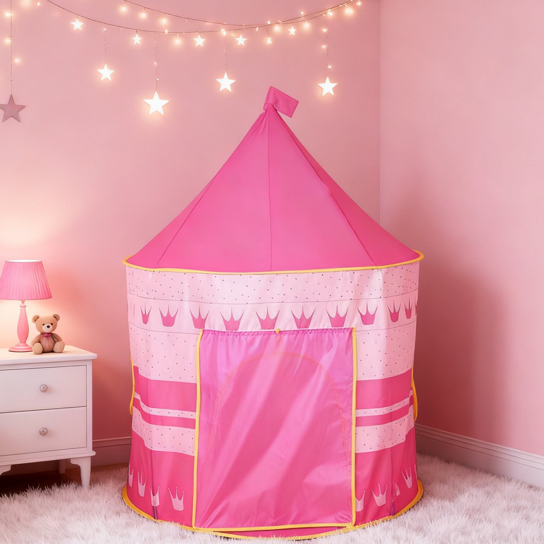 Procesamiento personalizado tienda de campaña para niños princesa castillo secreto casa de juegos bebé cama interior portátil pequeña tienda de campaña