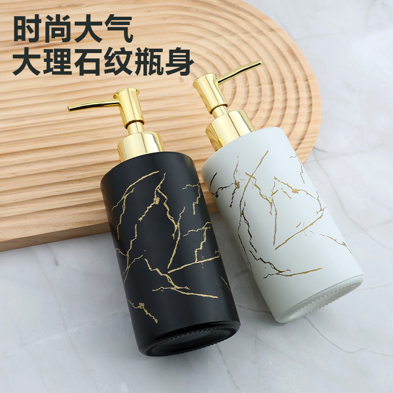 メーカー卸売大理石模様のプッシュ式手指消毒剤ガラスボトルシャンプーボトル浴室シャワージェル空ボトル|undefined