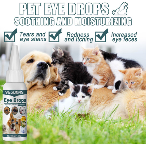 Yegbong Pet Eye Drops, Cleansing Tear Stained Eyes and Remove Tear Stained Cats and Dogs Universal Eye Care Eye Wash