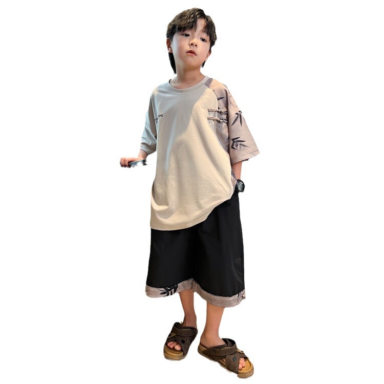 Set di magliette estive a maniche corte per ragazzi 2024 Nuovo stile cinese, comode, delicate sulla pelle, in morbido cotone puro_voghion.com