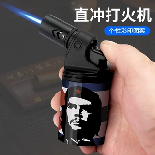 潮流个性彩印防风直冲打火机小喷枪艾灸专用点火器耐用家用小焊枪