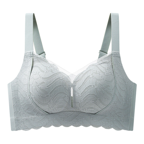 Seamless large size underwear for women with fixed cup for fat mm without rims, sports push-up big breasts showing small beauty vest style bra