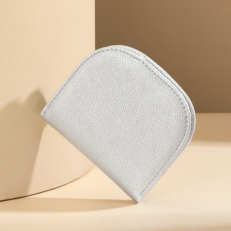 Nuevo medio círculo mini mujer simplista simplista cartera compacta multi-tarjeta de color sólido multi-cartera de cambio corta