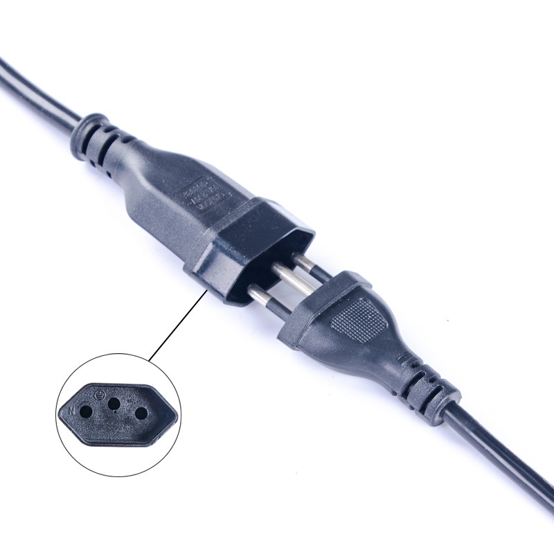 巴西三插电源线插头带三芯尾插母座 三孔巴西母座