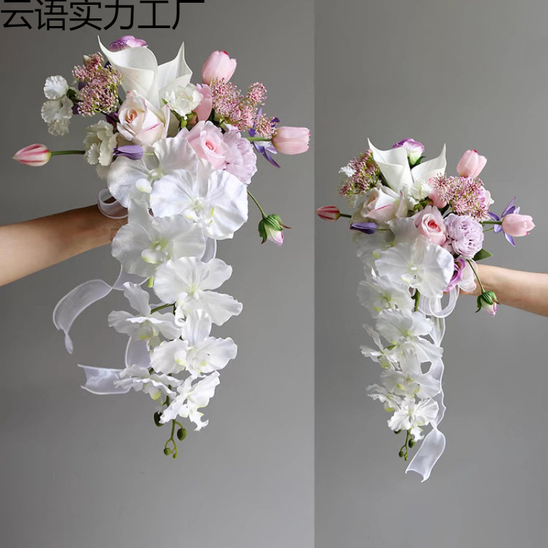 感瀑布花手捧花婚礼新娘影楼摄影道具情侣手持领证花束|undefined