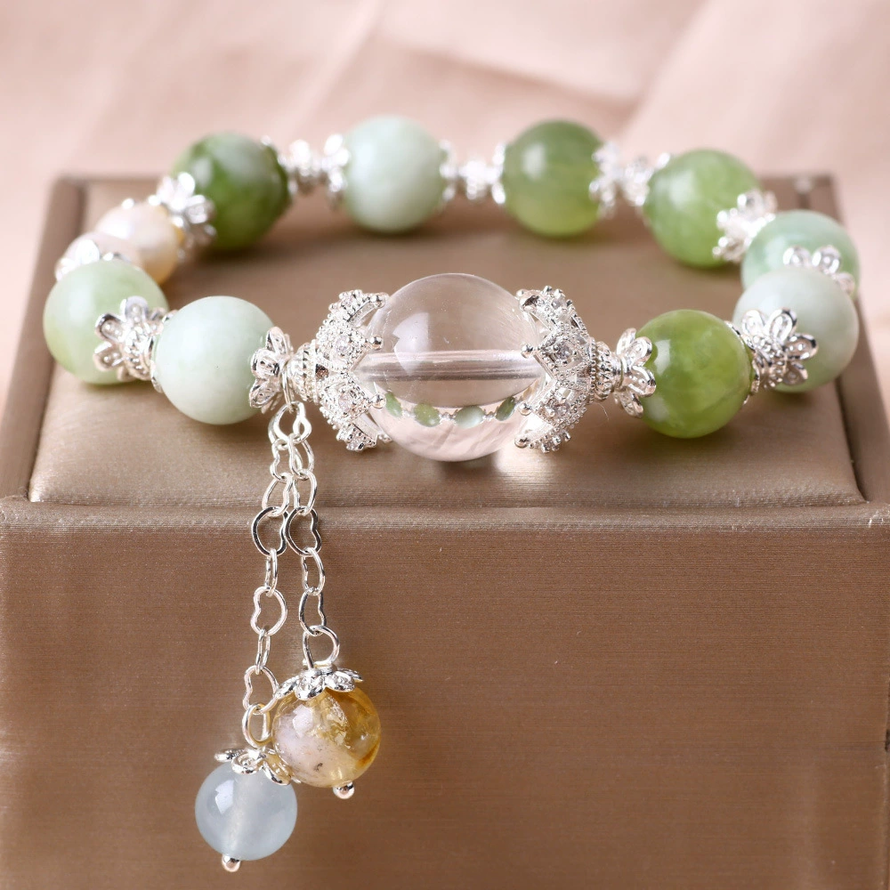 Оптовая продажа, браслет с кристаллами зеленого грейпфрута, желтая башня, кристалл, белый кристалл, браслет, модный оригинальный женский браслет, ювелирные изделия в стиле ретро