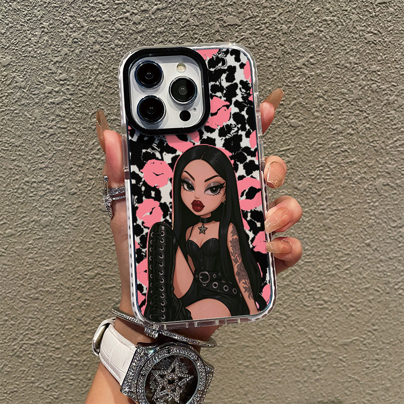 Sweet and Cool Style Cartoon Bratz Doll Rebellious Iphone16Promax Mobile Phone Case Wear-Resistant Heat Dissipation Tpu Protective Cover