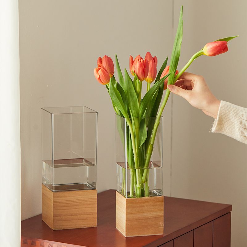 透明花瓶亚克力防摔高颜值直筒花瓶创意塑料花瓶摆件客厅插花水养