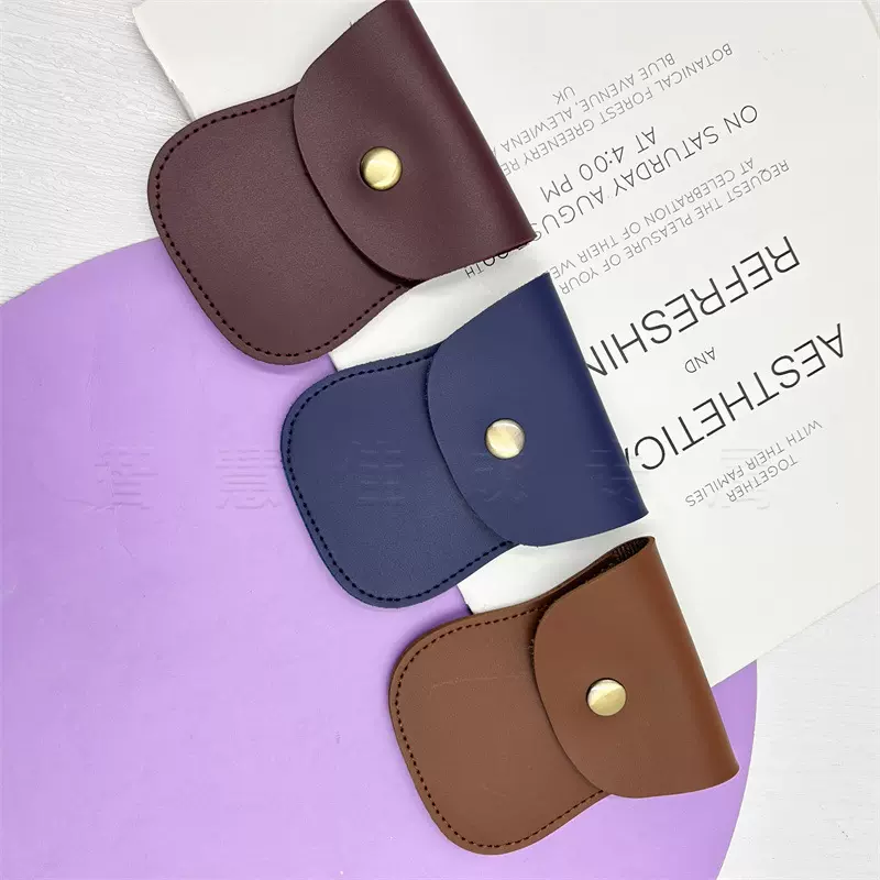 欧美复古手工皮革卡包卡夹简约皮质零钱包硬币包收纳袋按扣零钱袋
