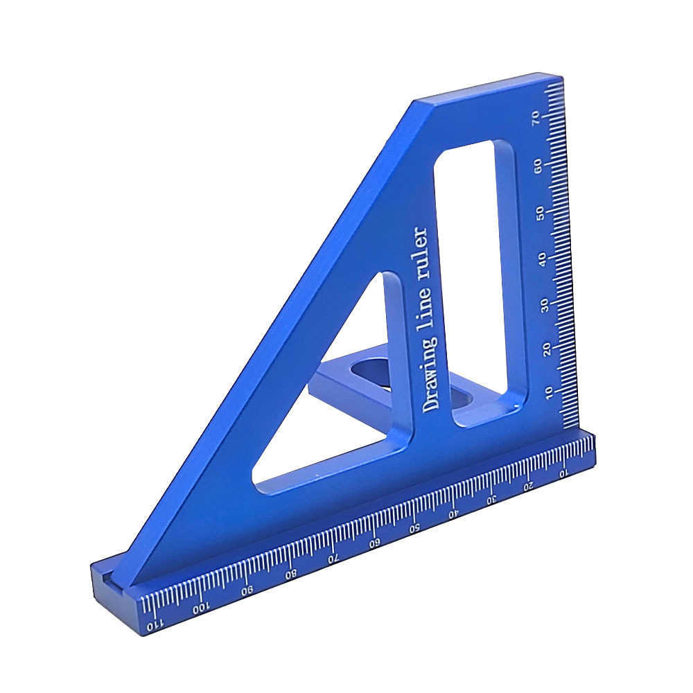 Regla de calibración de carpintería métrica-británica, ángulo recto, ángulo triangular, calibrador de ángulo, regla de aleación de aluminio
