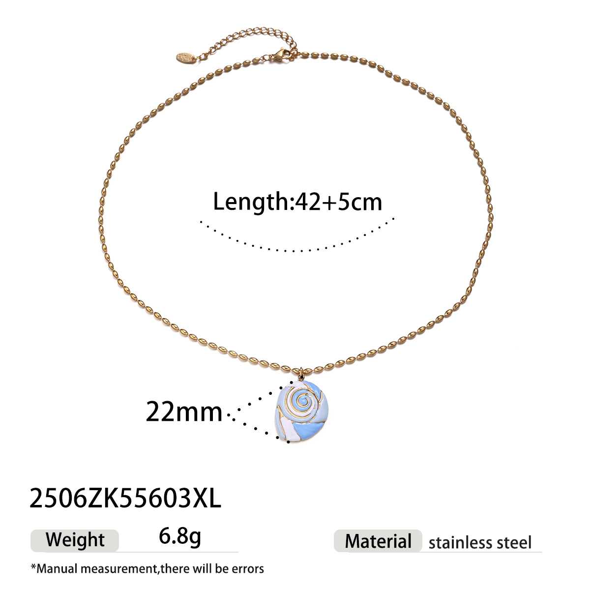 Collar de acero inoxidable de lujo ligero de alta calidad conchas de playa hechas a mano collar de colgante de goteo de aceite joyería transfronteriza image 6