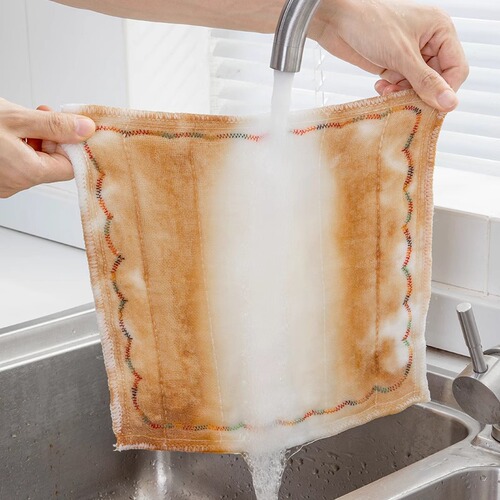 Thickened Rainbow Non-stick Absorbent Dish Cloth, Anti-oil, No Shedding, Dishwashing Towel, Stain Removal Cotton Rag, Scouring Pad