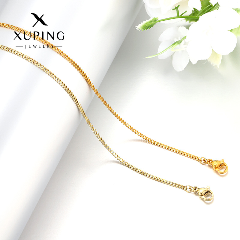 Joyería Xuping simple cadena de acero inoxidable transfronteriza europea y americana diaria fácil de montar botón de langosta joyería de mujer al por mayor