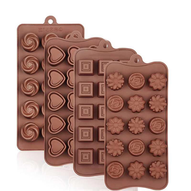 Molde de silicona de grado alimenticio para chocolate, bandeja de hielo con forma de corazón para dulces, molde para hornear pasteles, pudín y fondant