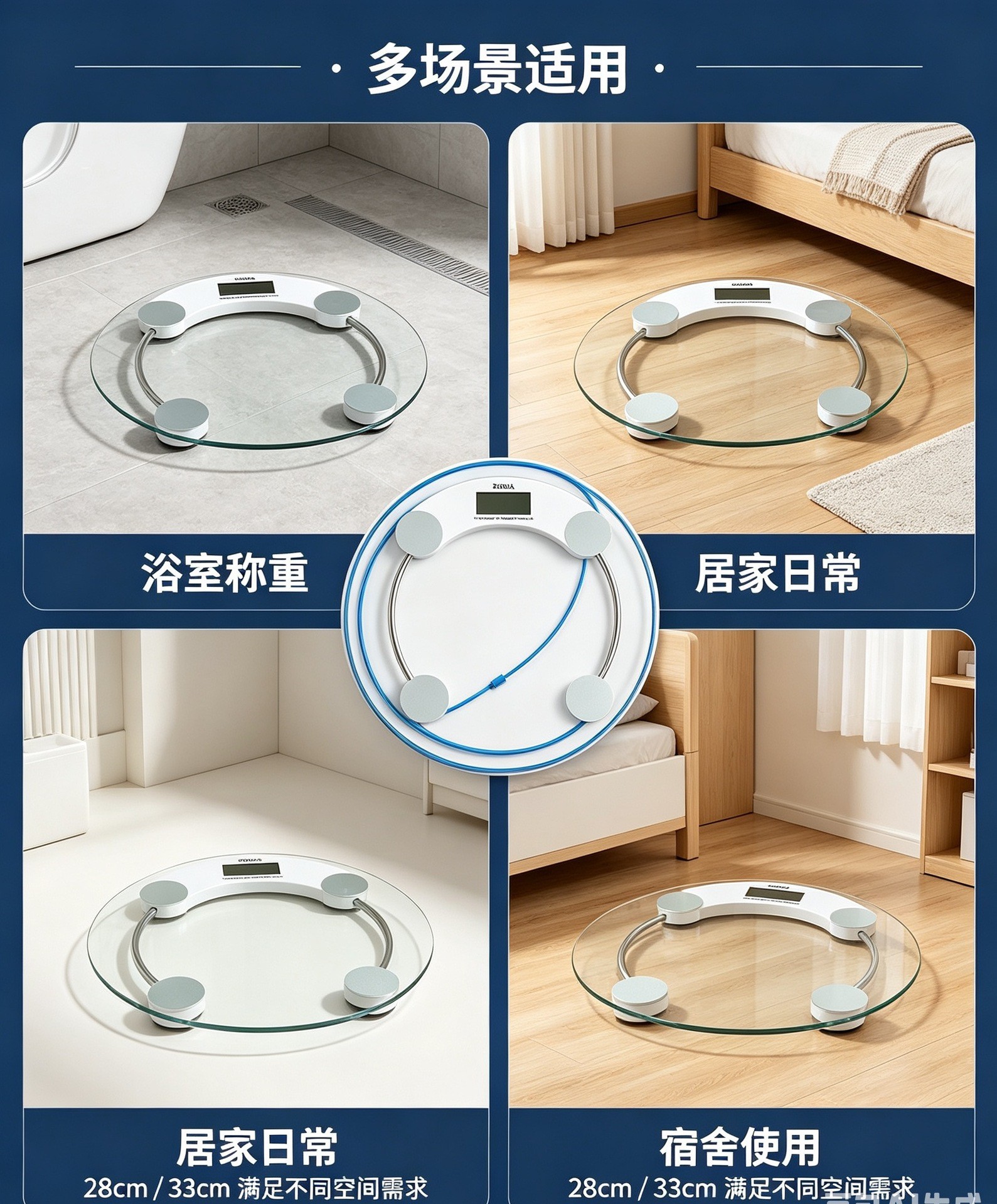 Manufacturer wholesale household health scale electronic scale gift tempered glass transparent round scale with logo printing cross-border