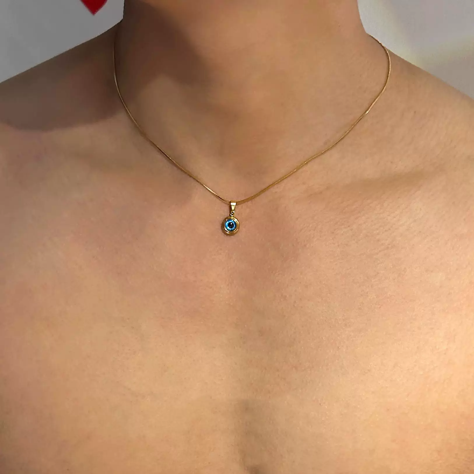 天使之眼钛钢金色精致锁骨链男个性轻奢项链小众原创设计饰品女潮