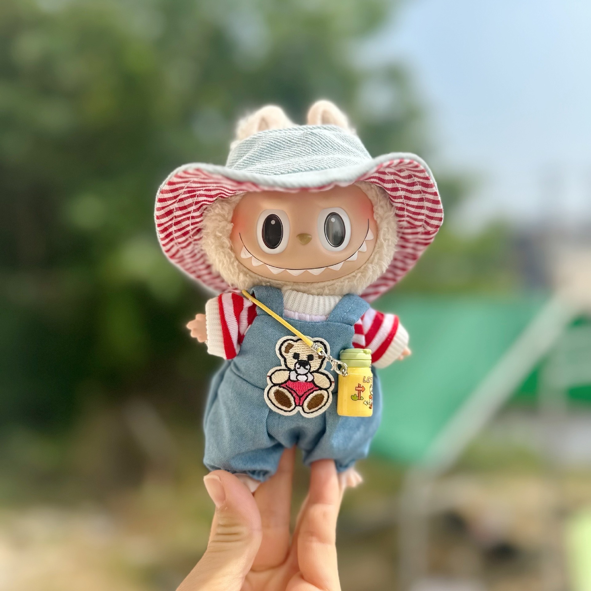 빨간 줄무늬 곰 4 피스 세트