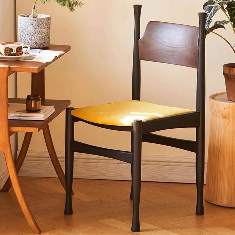 Second-Hand Solid Wood Chair, French-Style Light Luxury Retro Dining Chair, Home-Use Backrest Chair, Dressing Chair, Creative Restaurant Soft-Covered Chair