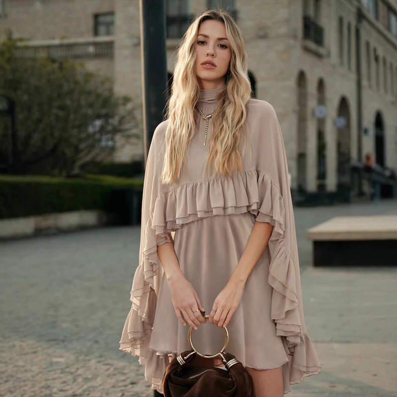 Amazon European and American Cross-Border Spring and Summer New Elegant Chiffon Dress with Fashionable Inner Camisole Two-Piece Set Amazon European and American Cross-Border Spring and Summer New Elegant Chiffon Dress with Fashionable Inner Camisole Two-Piece Set