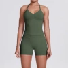 6700 vest + 6688 shorts set-olive green