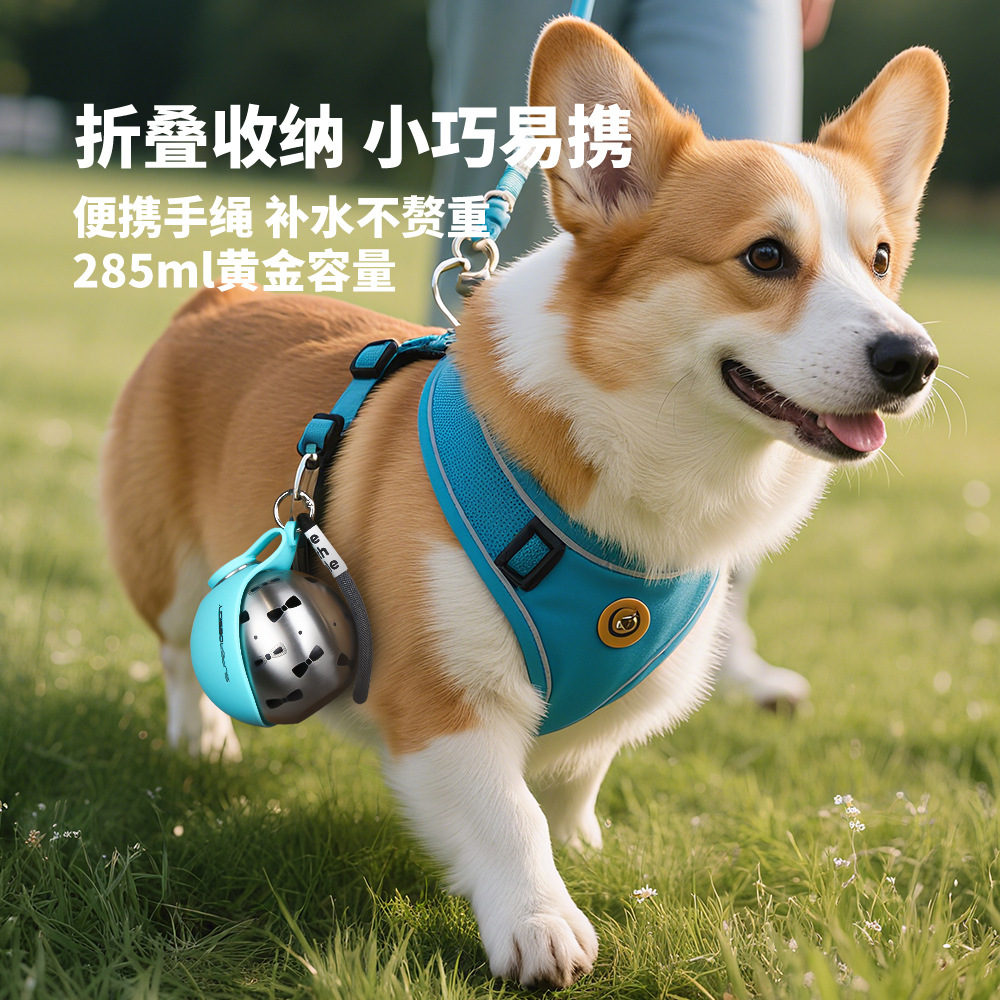 HOPE agua portátil al aire libre plegable para gatos paseando para alimentar a perros con tazas de agua 304 de acero inoxidable para mascotas