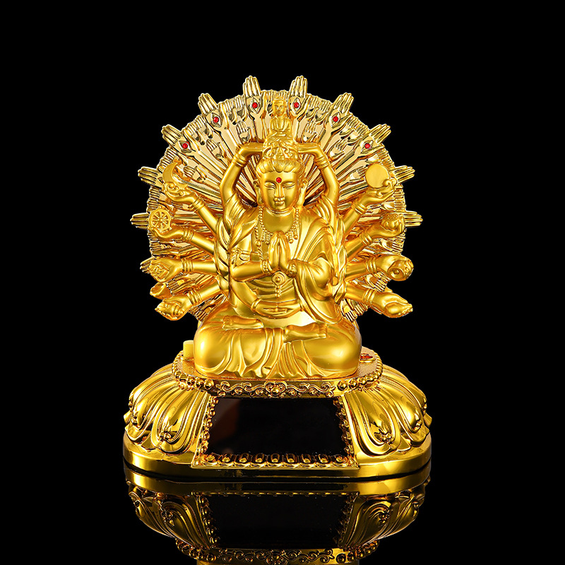 Car solar wheel car decoration alloy double-sided thousand-handed Guanyin ornaments car interior accessories decoration car ornaments