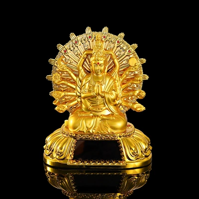 Car solar wheel car decoration alloy double-sided thousand-handed Guanyin ornaments car interior accessories decoration car ornaments (Car ornaments) - 10613cm-solar-thousand-hand-guanyin