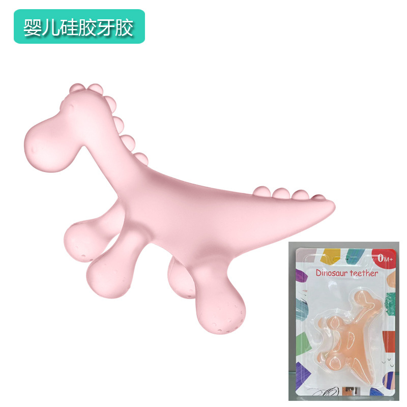 Inglés tarjeta fuente fábrica de bebés dinosaurios mordedura Leco hervido de calidad alimenticia diente de silicona
