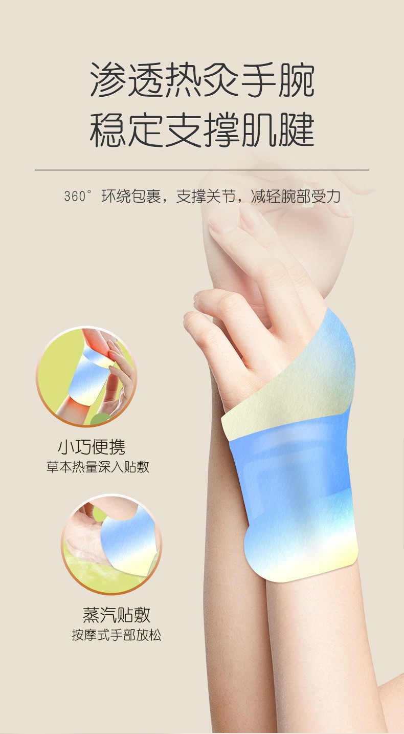 Self Heating Mugwort Wrist Wrap Warm Compress Band for Wrist Joint Care preparation