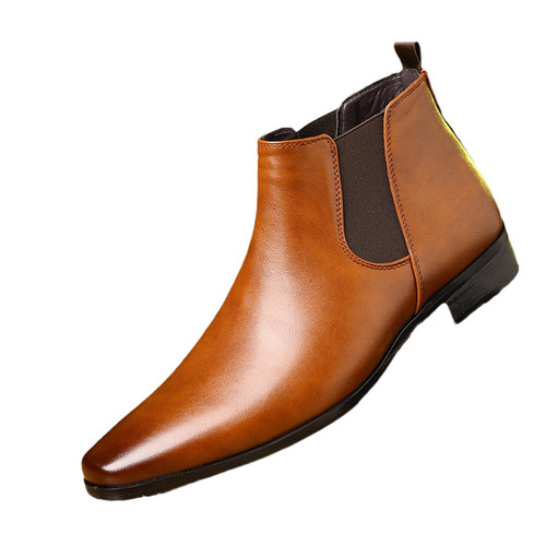 Large-size spring and autumn European and American-style square-toe formal Chelsea boots, high-top leather boots.