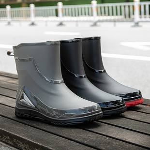 Fashionable men's rain boots non-slip water shoes waterproof rain boots short-tube Korean style kitchen fishing work export foreign trade cross-border