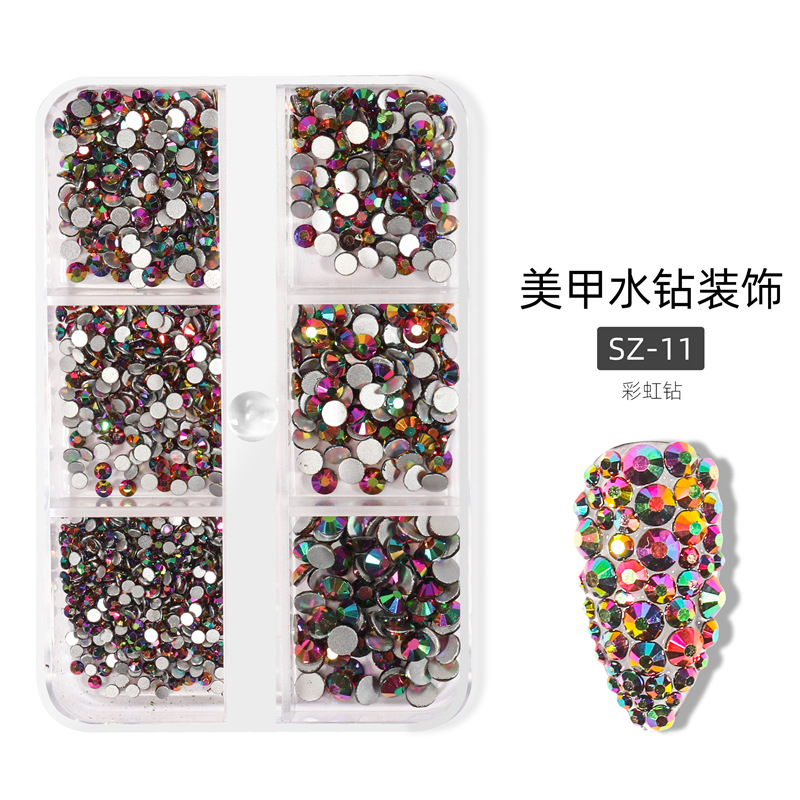 Transfronterizo nuevo 6-rejilla de uñas rhinestone de la joyería plana de diamante transparente AB color mágico paraíso luz de la joyería de uñas