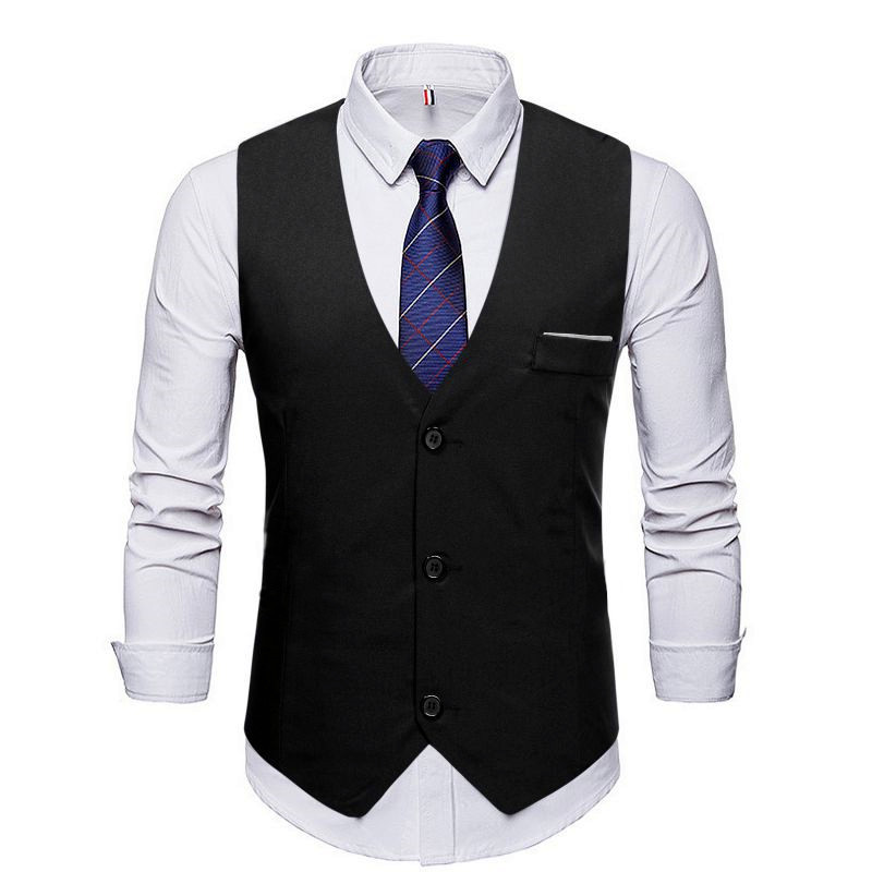 Primavera y otoño estilo coreano moda slim fit traje chaleco hombres traje británico chaleco casual chaleco profesional mejor hombre novio