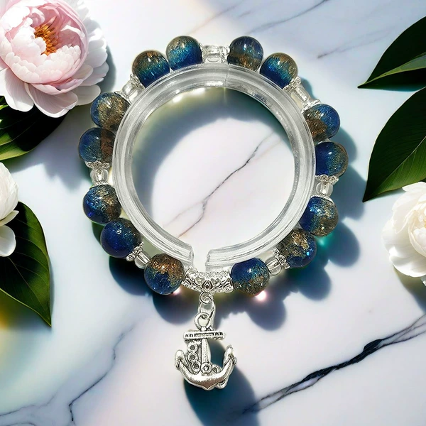 BA28 Anchor Glass Bracelet