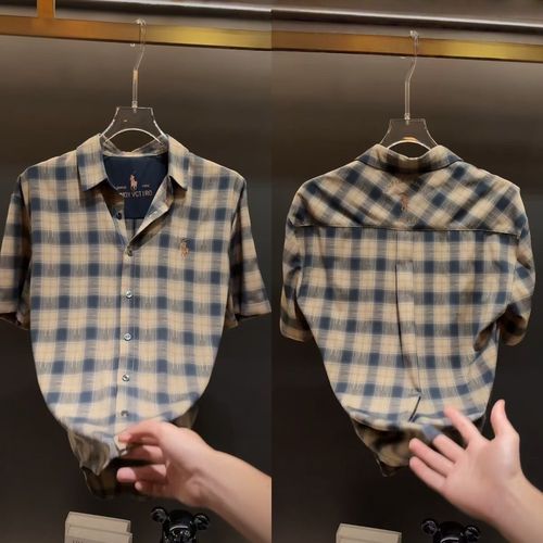 Elegance Brand High-End Mens Shirt 2025 Summer New Release Centaur Embroidery Loose Plaid Short-Sleeve Shirt